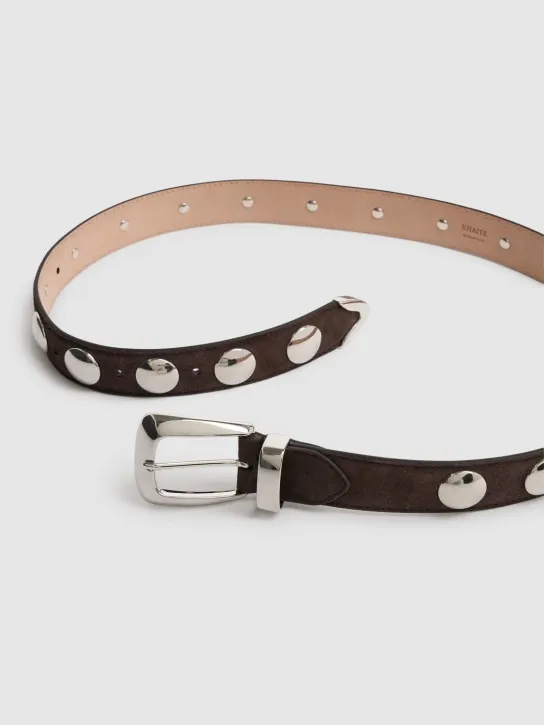Khaite   3cm Benny suede &amp; stud belt 