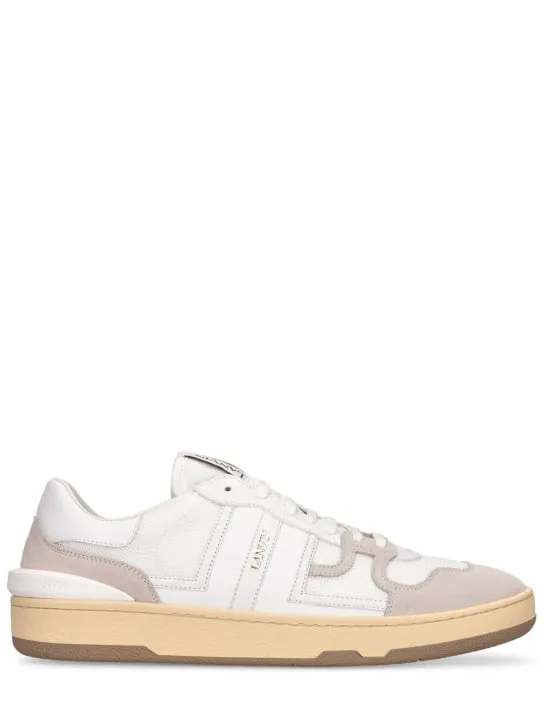 Lanvin   Clay leather &amp; mesh low-top sneakers 